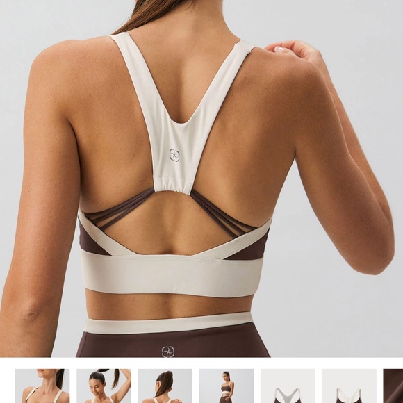 Elegant Brown and Cream Sports Bra - Picture 2 of 2